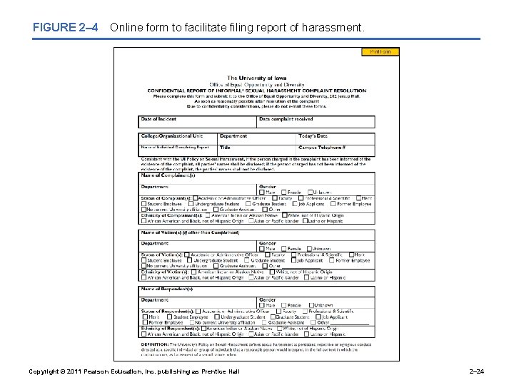 FIGURE 2– 4 Online form to facilitate filing report of harassment. Copyright © 2011