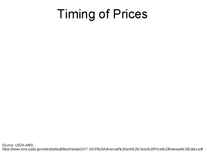 Timing of Prices Source: USDA-AMS, https: //www. ams. usda. gov/sites/default/files/media/2017 -2018%20 Advanced%20 and%20 Class%20