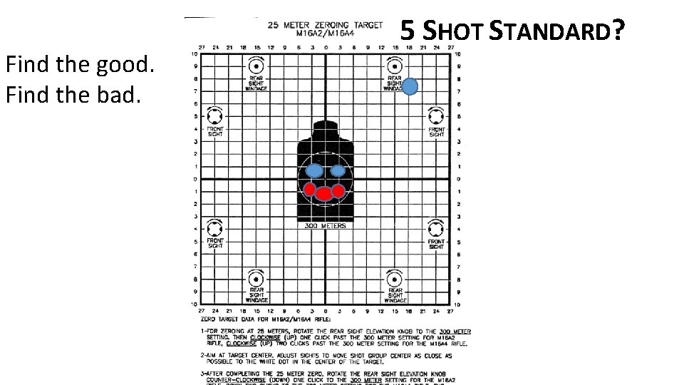 Find the good. Find the bad. 5 SHOT STANDARD? 