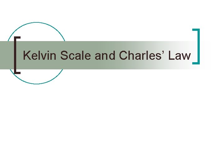 Kelvin Scale and Charles’ Law 