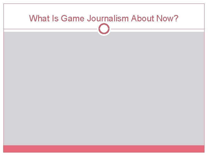 What Is Game Journalism About Now? 