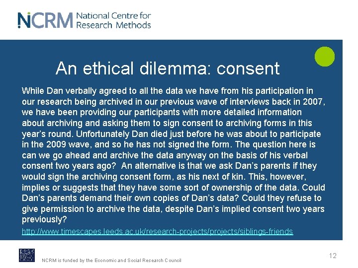 An ethical dilemma: consent While Dan verbally agreed to all the data we have