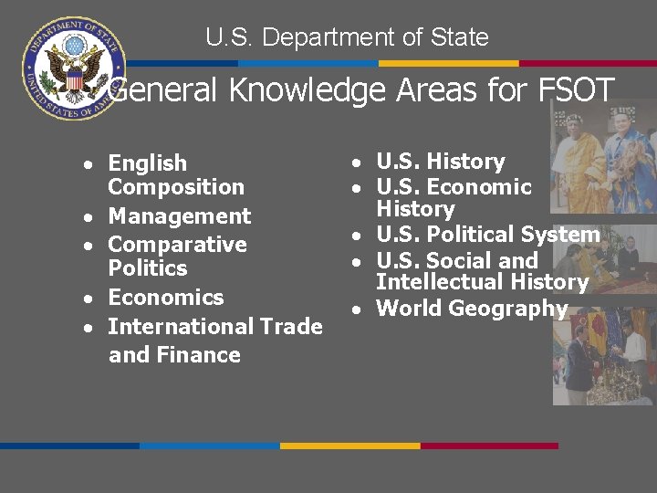 U. S. Department of State General Knowledge Areas for FSOT · English Composition ·