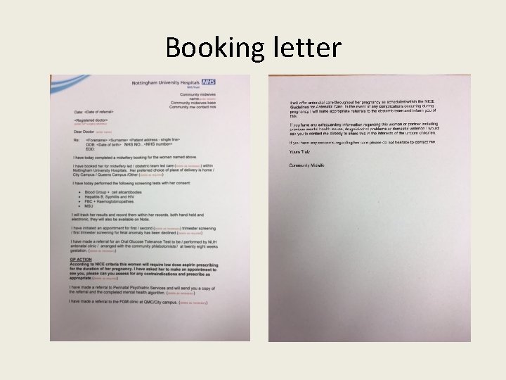 Booking letter 