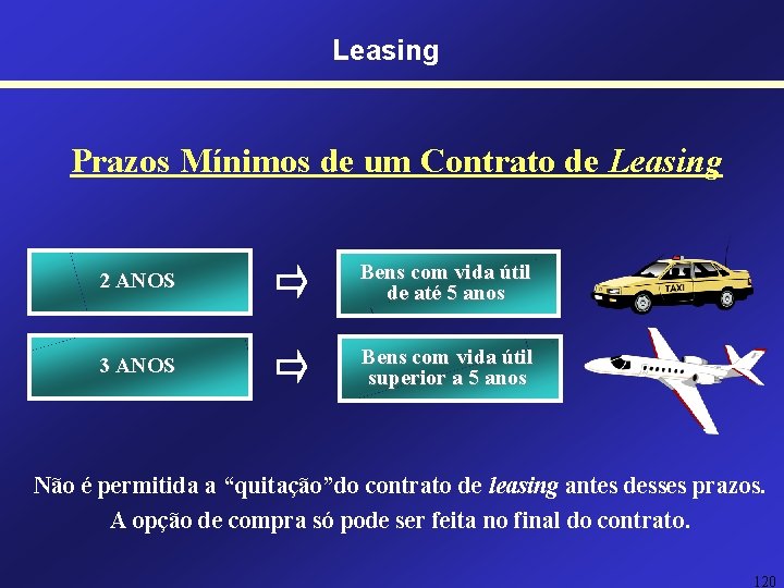 Leasing Prazos Mínimos de um Contrato de Leasing 2 ANOS Bens com vida útil Leasing Prazos Mínimos de um Contrato de Leasing 2 ANOS Bens com vida útil