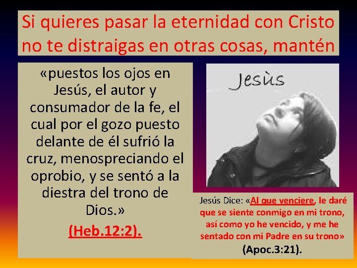 Si quieres pasar la eternidad con Cristo no te distraigas en otras cosas, mantén