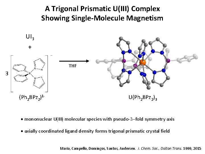 A Trigonal Prismatic U(III) Complex Showing Single-Molecule Magnetism UI 3 + THF 3 (Ph A Trigonal Prismatic U(III) Complex Showing Single-Molecule Magnetism UI 3 + THF 3 (Ph