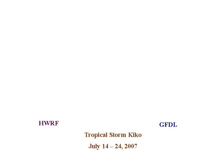 HWRF GFDL Tropical Storm Kiko July 14 – 24, 2007 