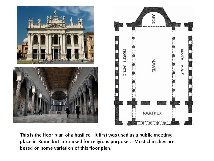This is the floor plan of a basilica. It first was used as a