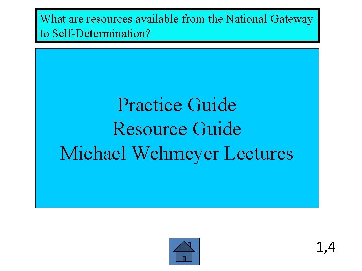 What are resources available from the National Gateway to Self-Determination? Practice Guide Resource Guide