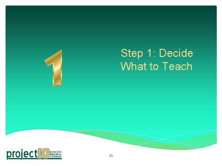 Step 1: Decide What to Teach 21 Step 1: Decide What to Teach 21