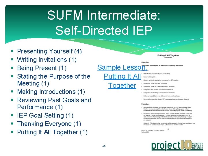 SUFM Intermediate: Self-Directed IEP § § § § § Presenting Yourself (4) Writing Invitations