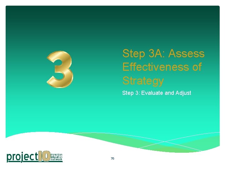 Step 3 A: Assess Effectiveness of Strategy Step 3: Evaluate and Adjust 76 