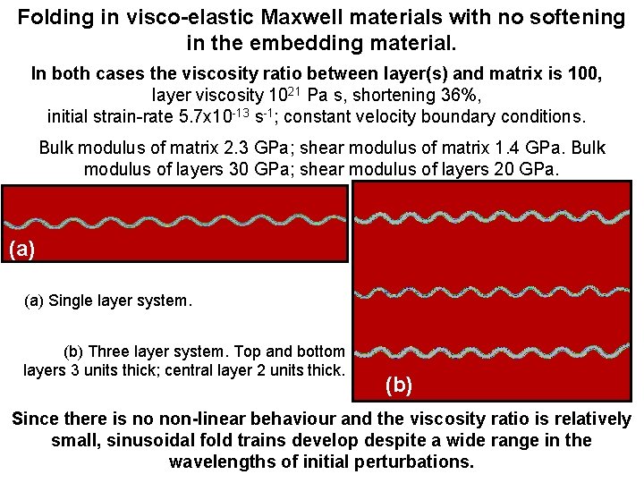 Folding in visco-elastic Maxwell materials with no softening in the embedding material. In both