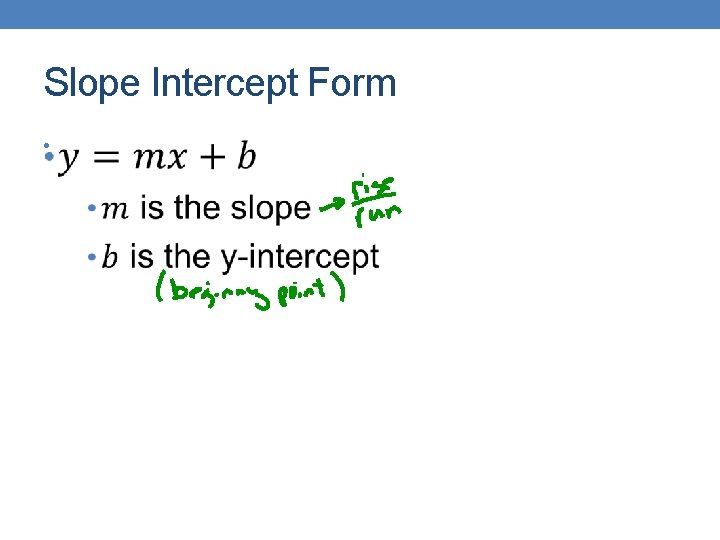 Slope Intercept Form • 