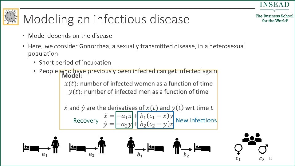 Modeling an infectious disease • Model depends on the disease • Here, we consider