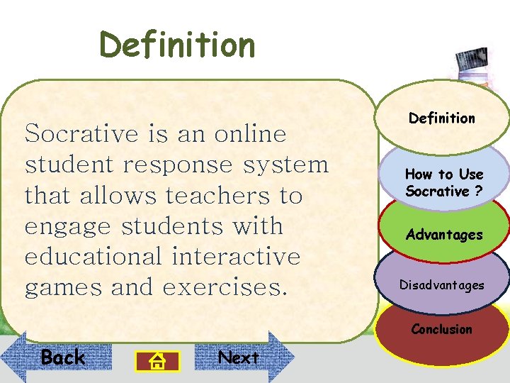 Definition Socrative is an online student response system that allows teachers to engage students