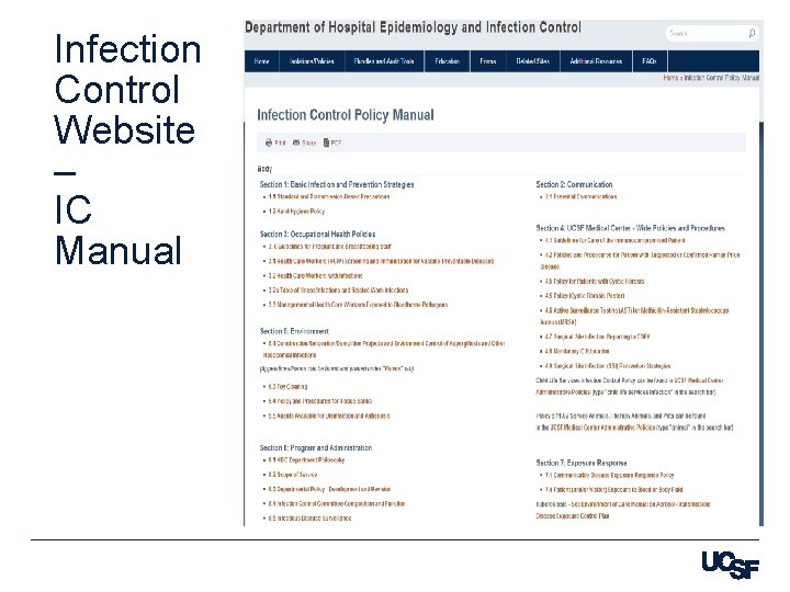 Infection Control Website – IC Manual 