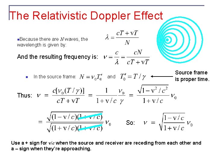 The Relativistic Doppler Effect n. Because there are N waves, the wavelength is given