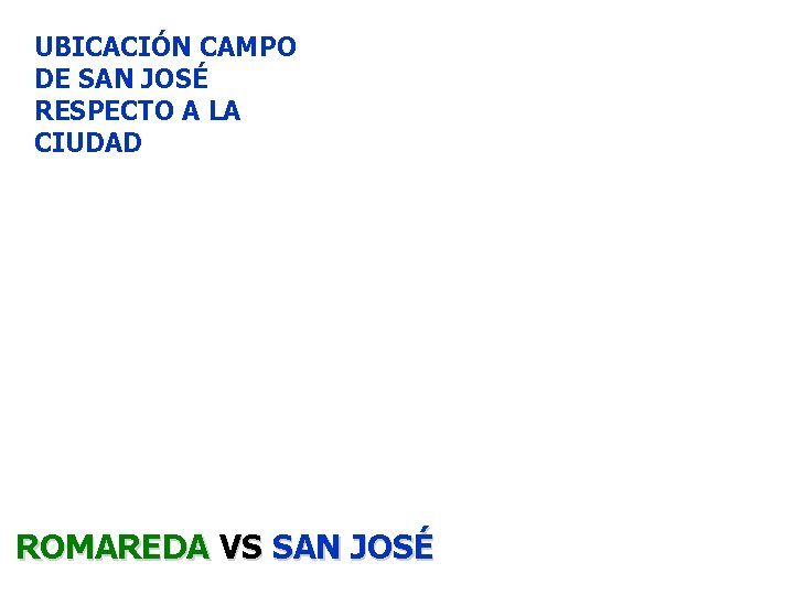 UBICACIÓN CAMPO DE SAN JOSÉ RESPECTO A LA CIUDAD ROMAREDA VS SAN JOSÉ 