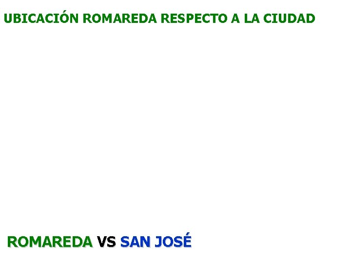 UBICACIÓN ROMAREDA RESPECTO A LA CIUDAD ROMAREDA VS SAN JOSÉ 