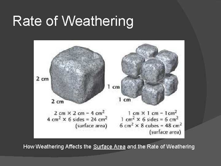 Rate of Weathering How Weathering Affects the Surface Area and the Rate of Weathering