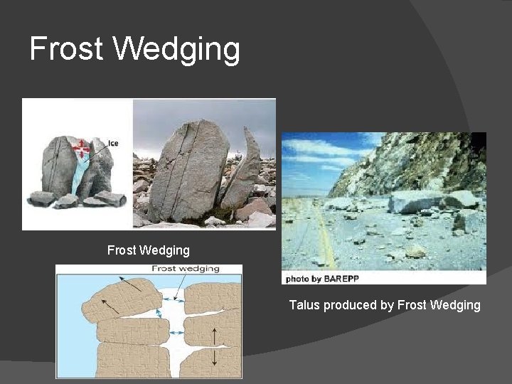 Frost Wedging Talus produced by Frost Wedging 