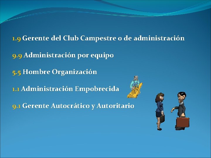 1. 9 Gerente del Club Campestre o de administración 9. 9 Administración por equipo