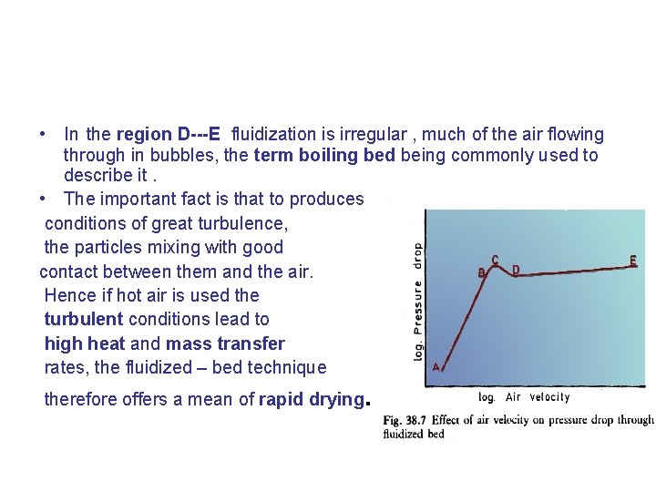  • In the region D---E fluidization is irregular , much of the air