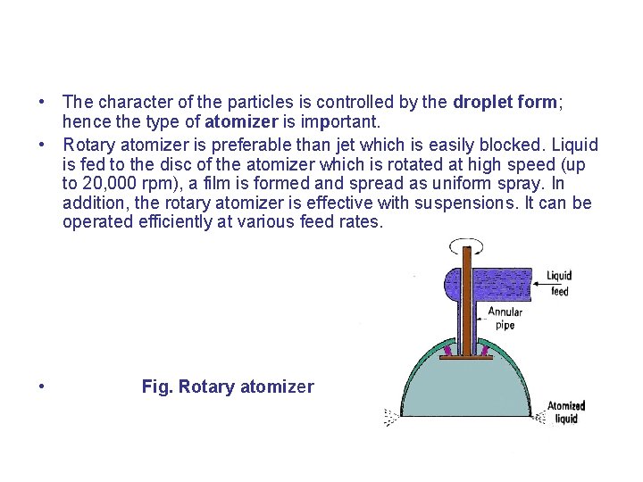  • The character of the particles is controlled by the droplet form; hence