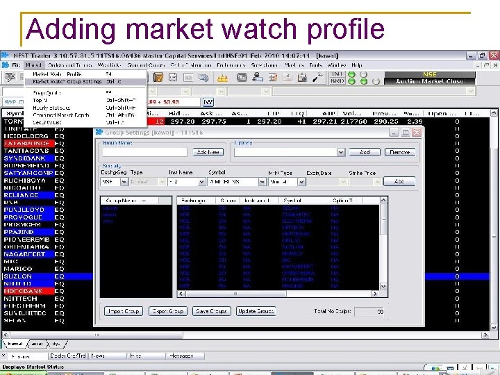 Adding market watch profile 