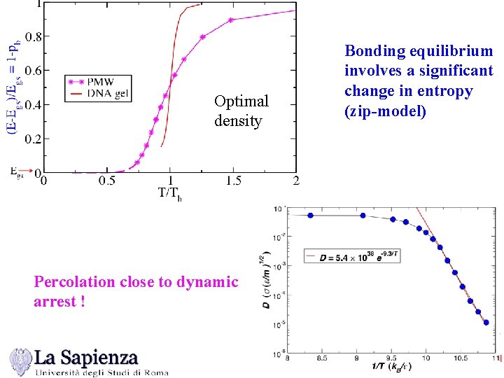 Optimal density Percolation close to dynamic arrest ! Bonding equilibrium involves a significant change