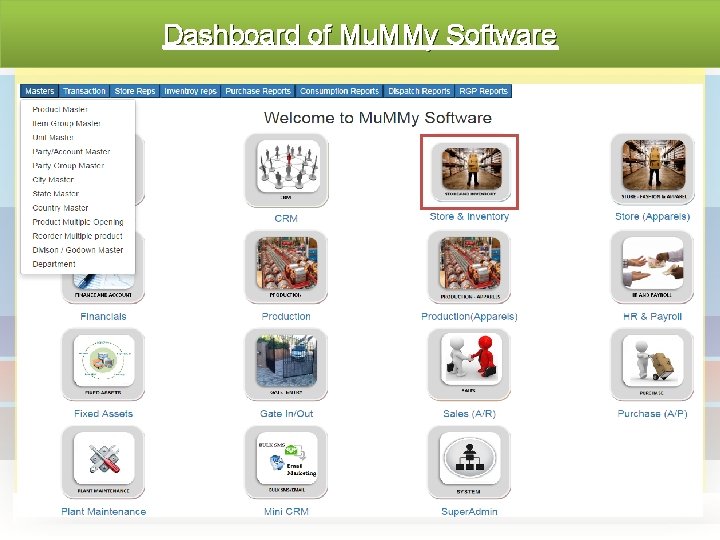 Dashboard of Mu. MMy Software 