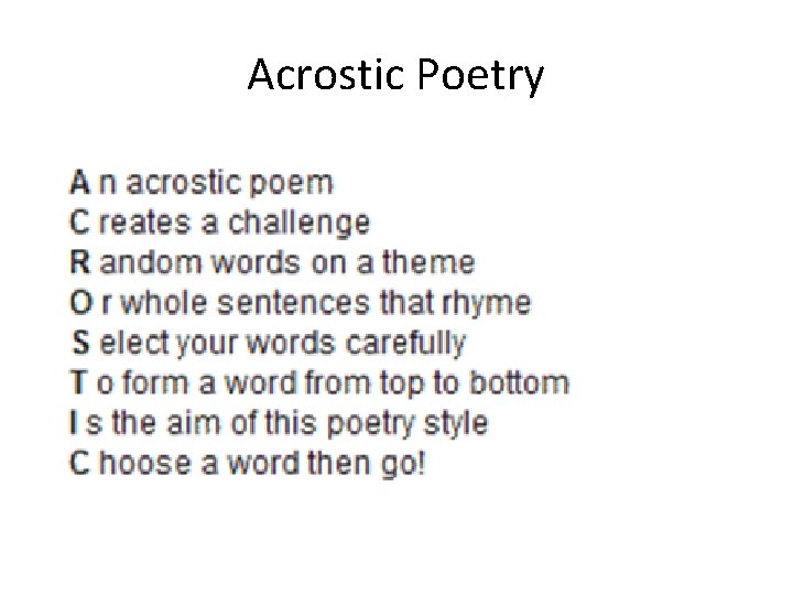 Acrostic Poetry 