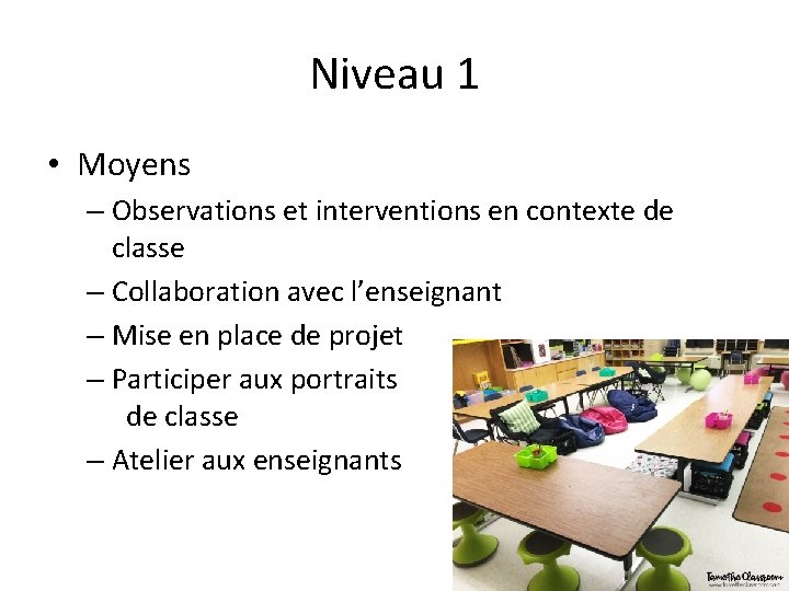 Niveau 1 • Moyens – Observations et interventions en contexte de classe – Collaboration