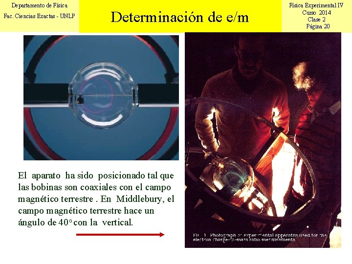 Departamento de Física Fac. Ciencias Exactas - UNLP Determinación de e/m El aparato ha