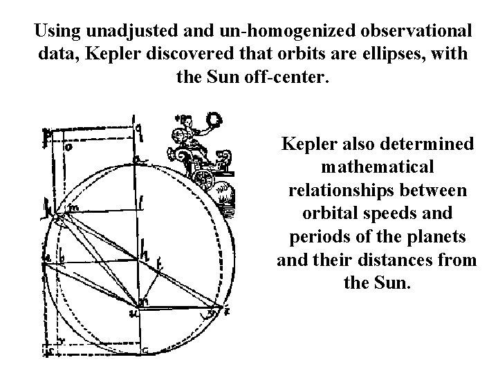 Using unadjusted and un-homogenized observational data, Kepler discovered that orbits are ellipses, with the