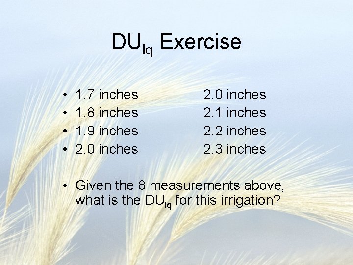 DUlq Exercise • • 1. 7 inches 1. 8 inches 1. 9 inches 2.