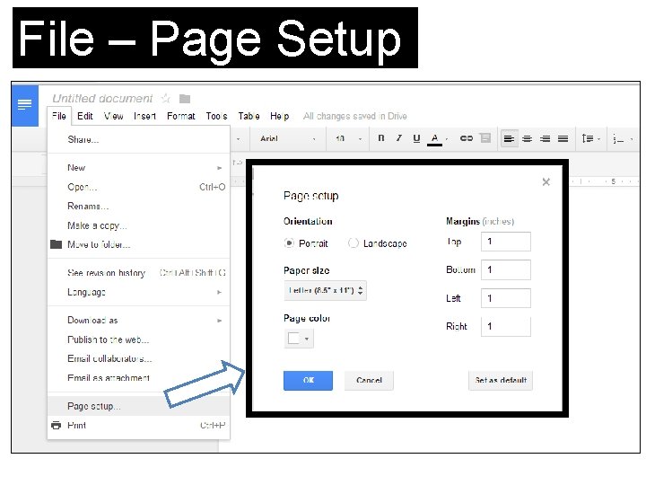 File – Page Setup 