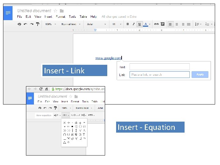 Insert - Link Insert - Equation 