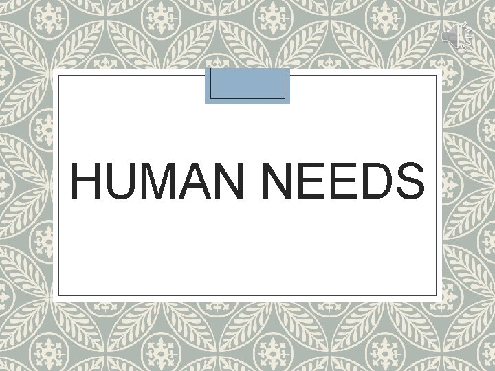 HUMAN NEEDS 