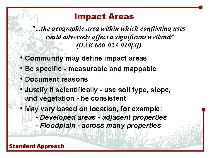 Impact Areas ". . . the geographic area within which conflicting uses could adversely