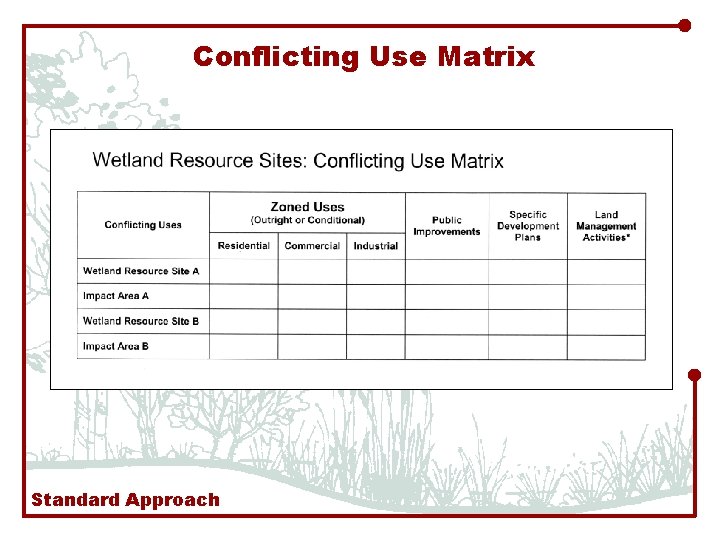 Conflicting Use Matrix Standard Approach 
