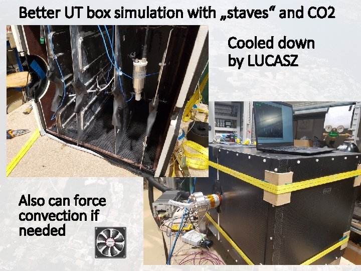 Better UT box simulation with „staves“ and CO 2 Cooled down by LUCASZ Also