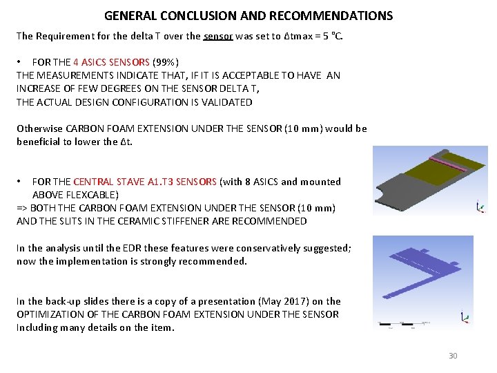 GENERAL CONCLUSION AND RECOMMENDATIONS The Requirement for the delta T over the sensor was