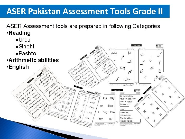 ASER Pakistan Assessment Tools Grade II ASER Assessment tools are prepared in following Categories