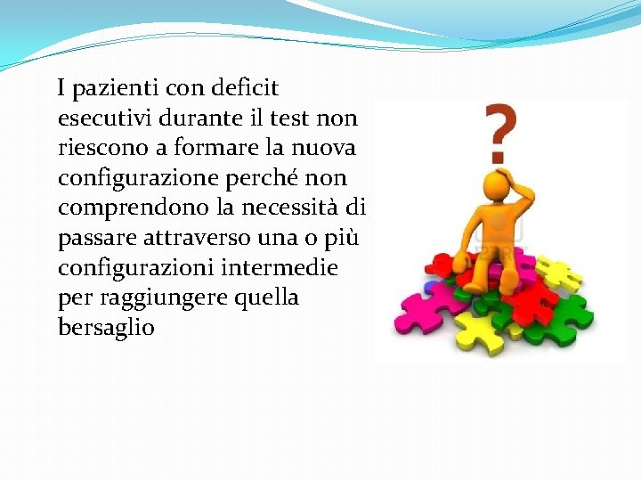  I pazienti con deficit esecutivi durante il test non riescono a formare la