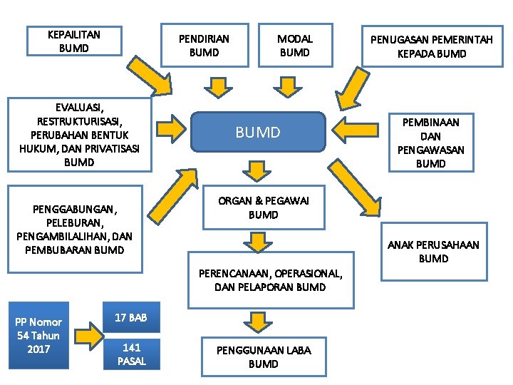 KEPAILITAN BUMD PENDIRIAN BUMD EVALUASI, RESTRUKTURISASI, PERUBAHAN BENTUK HUKUM, DAN PRIVATISASI BUMD PENGGABUNGAN, PELEBURAN,