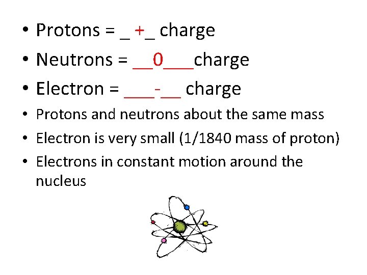 Section 2 1 What three subatomic particles make