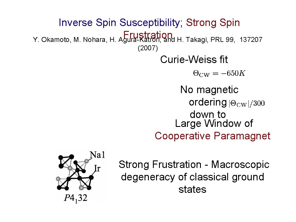 Inverse Spin Susceptibility; Strong Spin Frustration Y. Okamoto, M. Nohara, H. Agura-Katrori, and H.